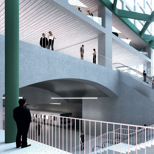 Illustrasjonen viser mulig fremtidig løsning på Majorstuen. Ill: Sporveien/ MDH arkitekter