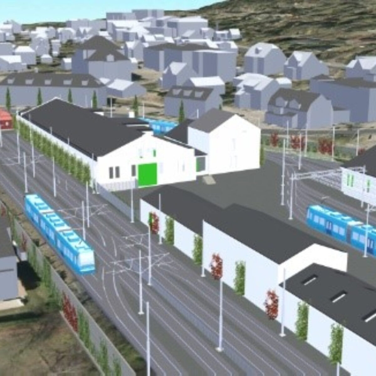 Holtet og Grefsen base, 3D-modell av trikkebasene