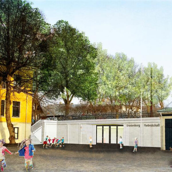 Byggeplass ved Bekkestua ungdomsskole, byggeplasskilt