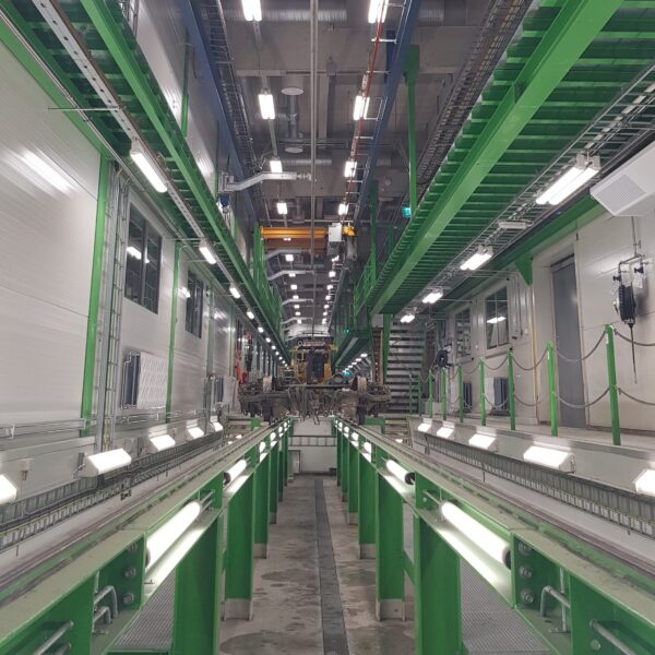 Grefsen base, verkstedhall for trikk med grønne stålkonstruksjoner. Ingenia var rådgivende ingeniør for overvann og energi