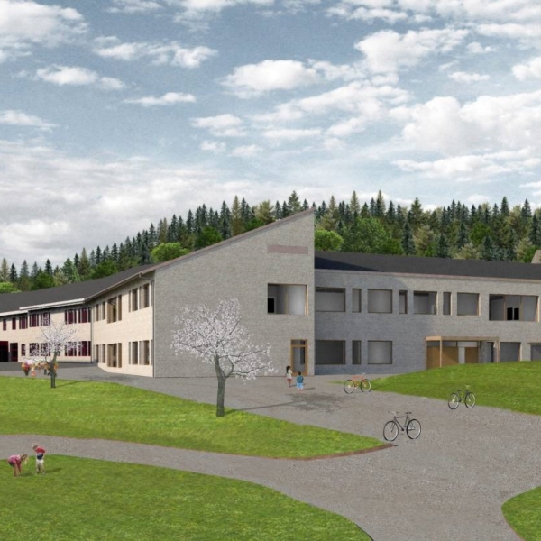 Emma Hjort skole, illustrasjon av nytt skolebygg. Ingenia var rådgivende ingeniør for energi og vann og avløp
