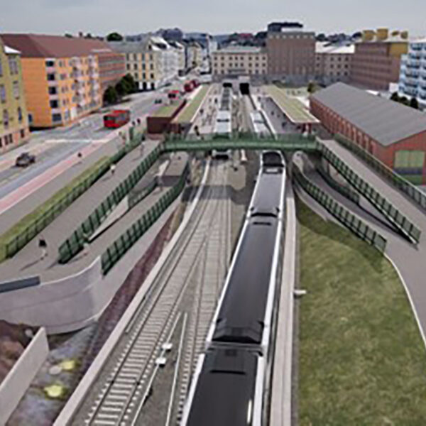 Majorstuen stasjon, illustrasjon av oppgradert stasjon sett ovenfra. Ingenia var rådgivende ingeniør for VVS, vann og avløp og bygningsfysikk
