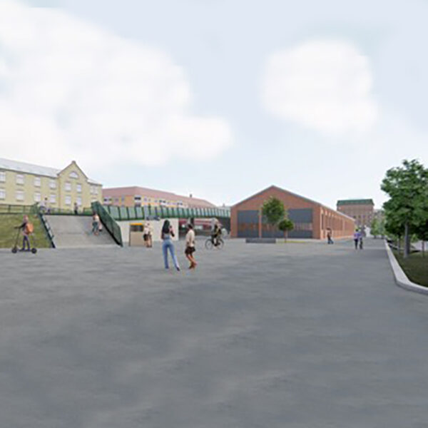 Majorstuen stasjon, illustrasjon av ny plass over stasjonen. Ingenia var rådgivende ingeniør for VVS, vann og avløp og bygningsfysikk