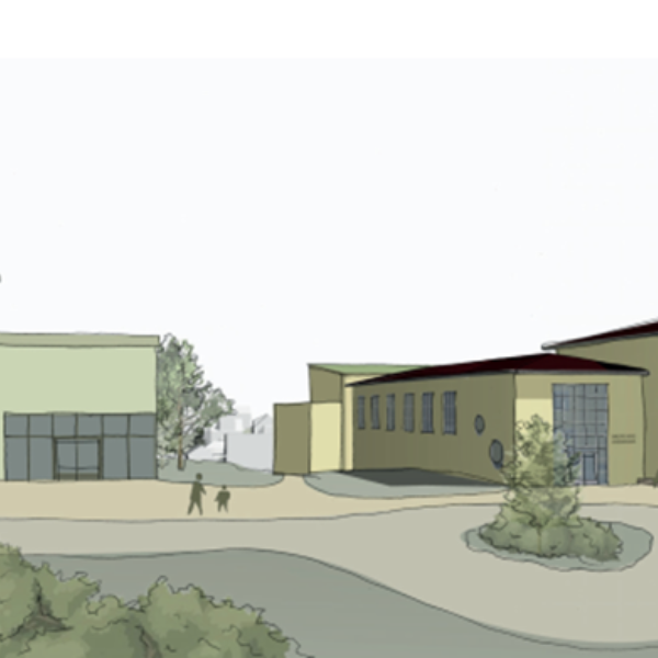 Smestad skole, skisse av skolegården. Ingenia var rådgivende ingeniør for miljø, vann og avløp og bygningsfysikk