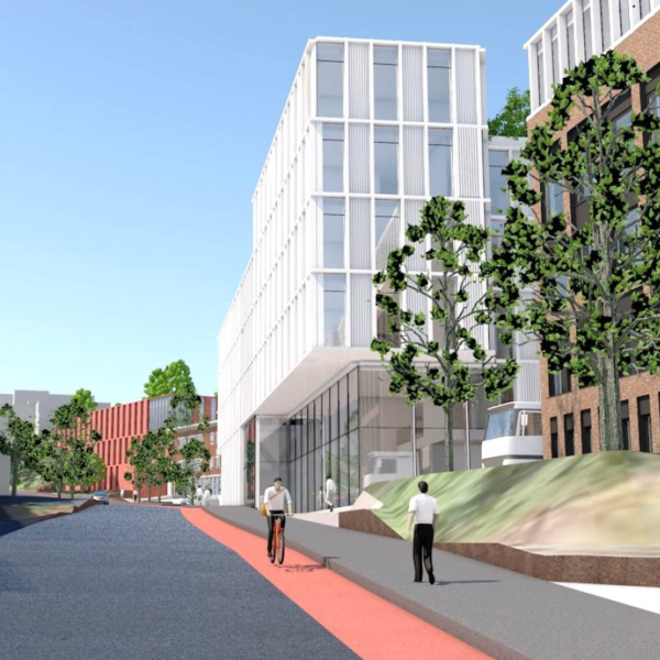 Solbråveien 10-26, illustrasjon av nytt bygg fra gaten. Ingenia var rådgivende ingeniør for miljø