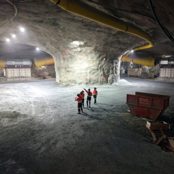 E39 Rogfast, inne i tunnelen under bygging. Ingenia var rådgivende ingeniør for arbeidsmiljø