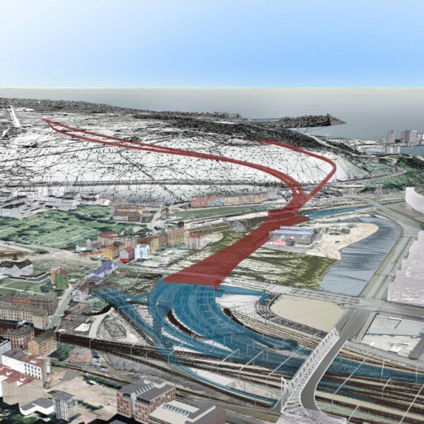 Follobanen, kart over ny jernbane fra Oslo. Ingenia var rådgivende ingeniør for tunnelventilasjon